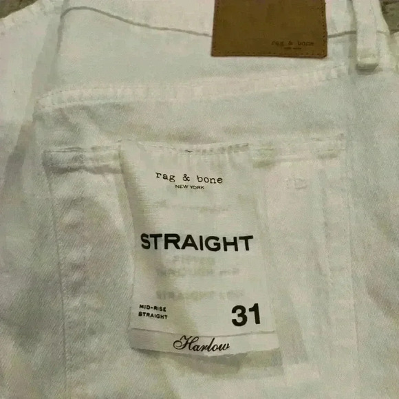 Rag & Bone Harlow Midrise Straight White Jeans size 31 new nwt - Picture 2 of 6